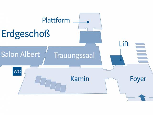 Etagenplan mit Plattform und Trauungssaal