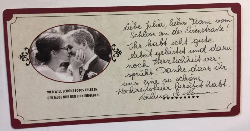 Dankschreiben eines Brautpaares