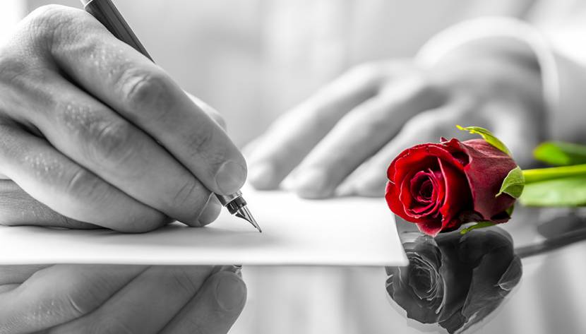 Liebesgedicht schreiben mit Rose
