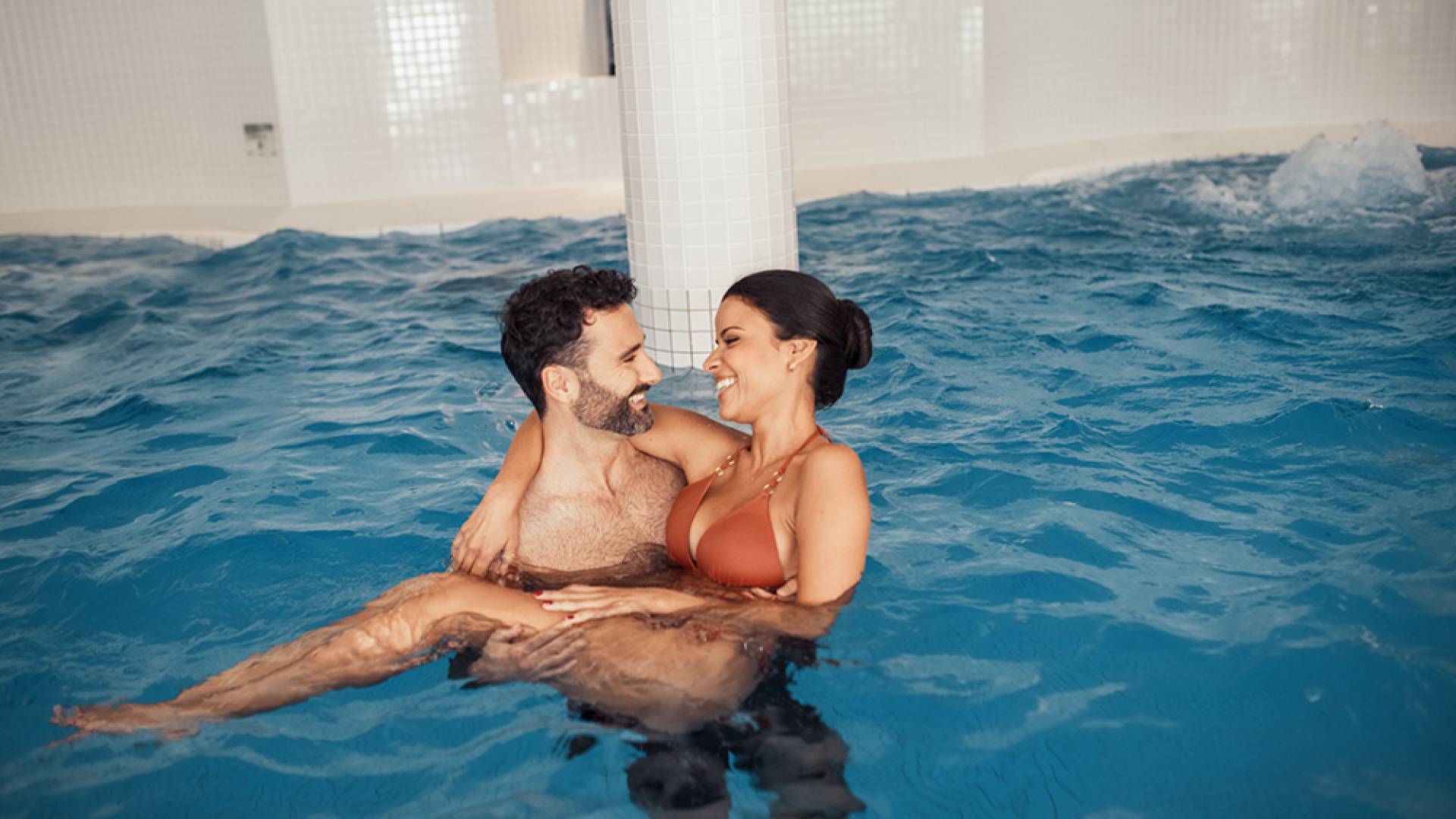 relaxing in the pool